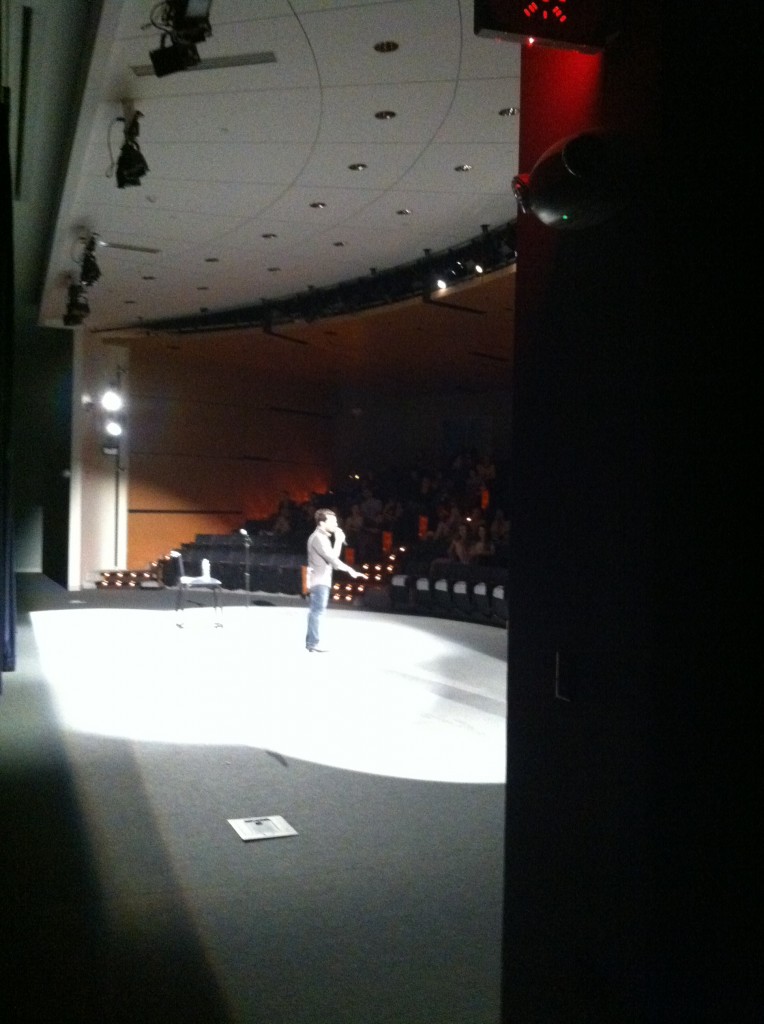 Backstage shot of Aaron-Kominos Smith.